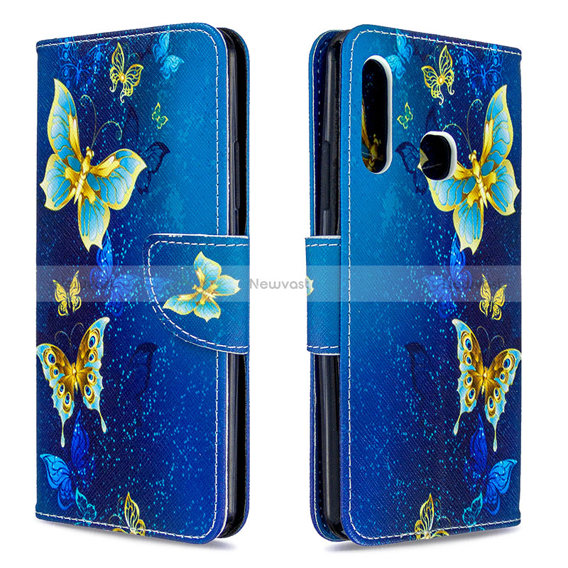 Leather Case Stands Fashionable Pattern Flip Cover Holder B03F for Samsung Galaxy A70E Sky Blue