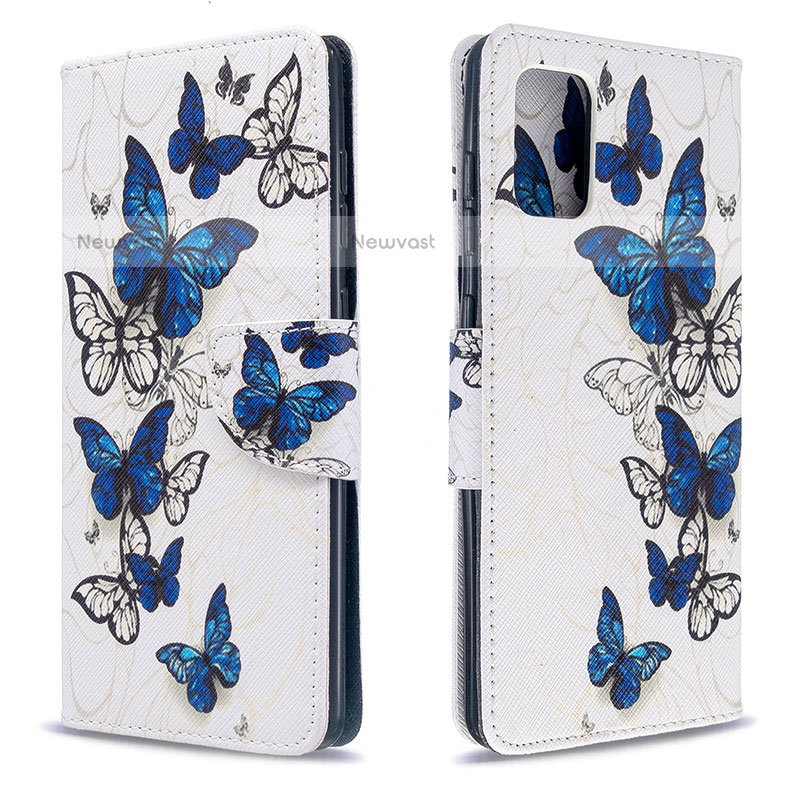 Leather Case Stands Fashionable Pattern Flip Cover Holder B03F for Samsung Galaxy A71 4G A715 Blue