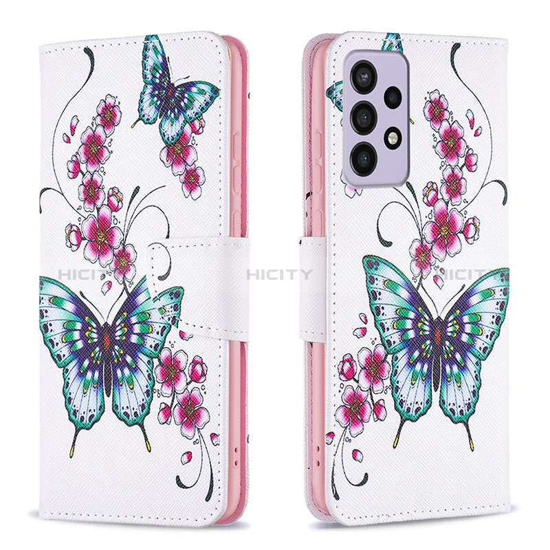 Leather Case Stands Fashionable Pattern Flip Cover Holder B03F for Samsung Galaxy A73 5G Colorful