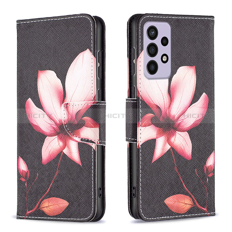 Leather Case Stands Fashionable Pattern Flip Cover Holder B03F for Samsung Galaxy A73 5G Red