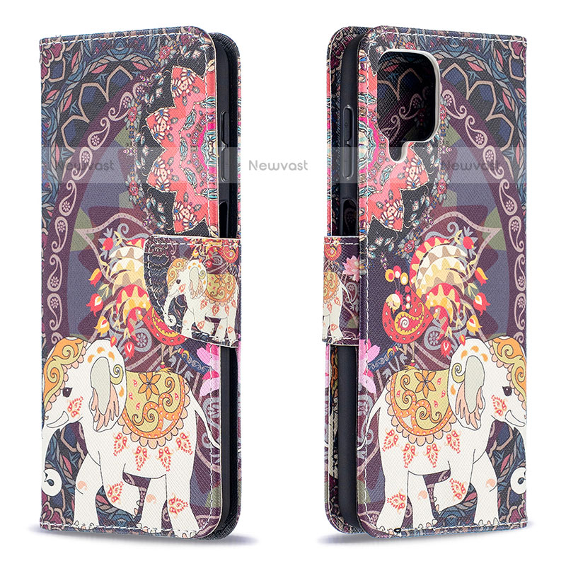 Leather Case Stands Fashionable Pattern Flip Cover Holder B03F for Samsung Galaxy F12