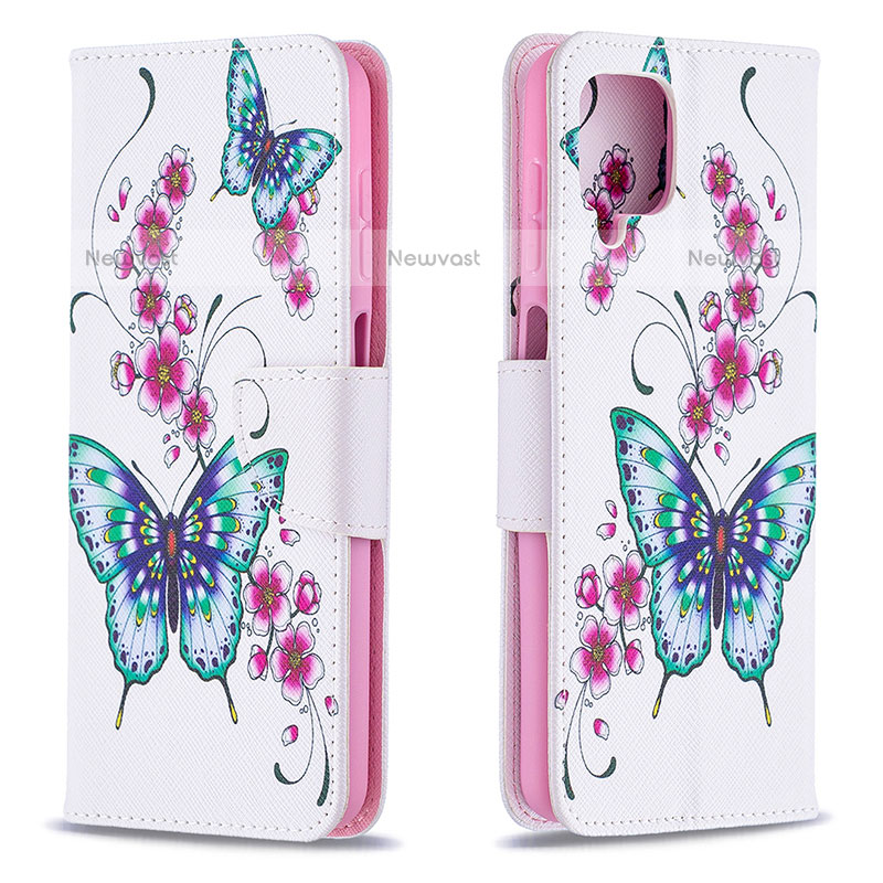 Leather Case Stands Fashionable Pattern Flip Cover Holder B03F for Samsung Galaxy F12 Colorful