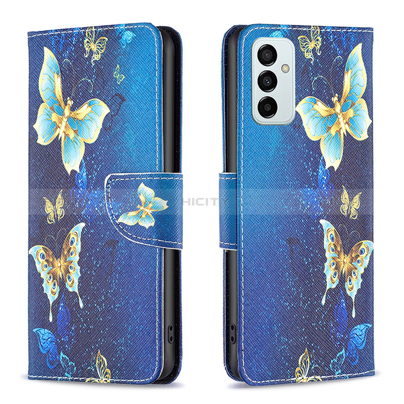 Leather Case Stands Fashionable Pattern Flip Cover Holder B03F for Samsung Galaxy F23 5G Sky Blue