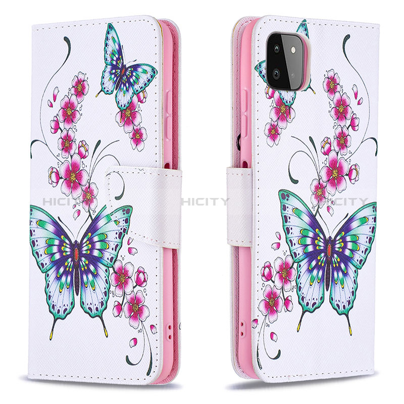 Leather Case Stands Fashionable Pattern Flip Cover Holder B03F for Samsung Galaxy F42 5G Colorful