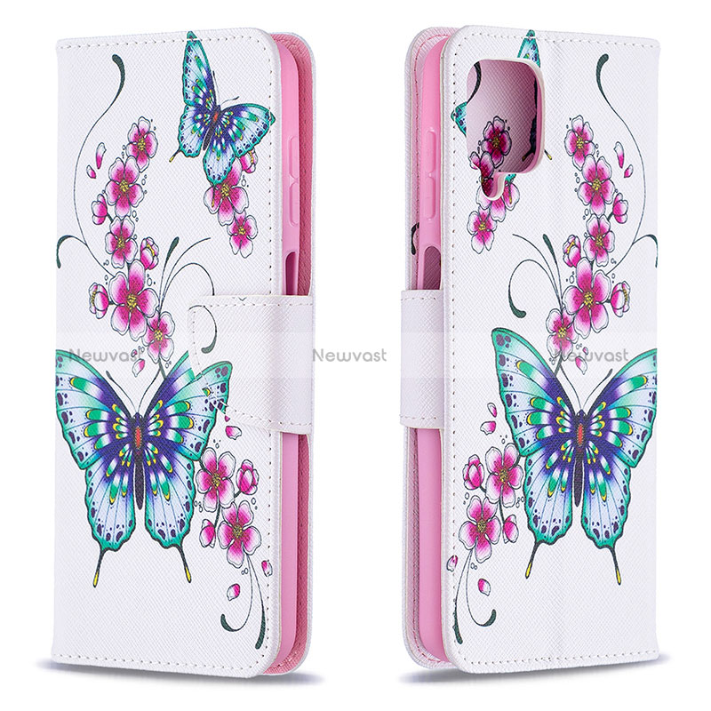 Leather Case Stands Fashionable Pattern Flip Cover Holder B03F for Samsung Galaxy M12 Colorful