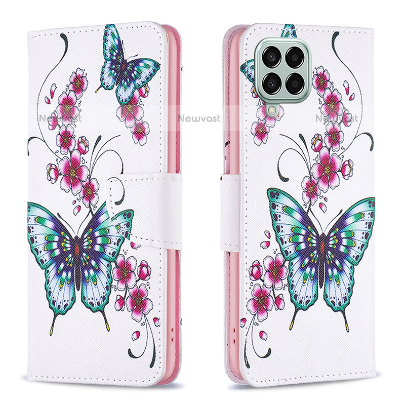 Leather Case Stands Fashionable Pattern Flip Cover Holder B03F for Samsung Galaxy M33 5G Colorful