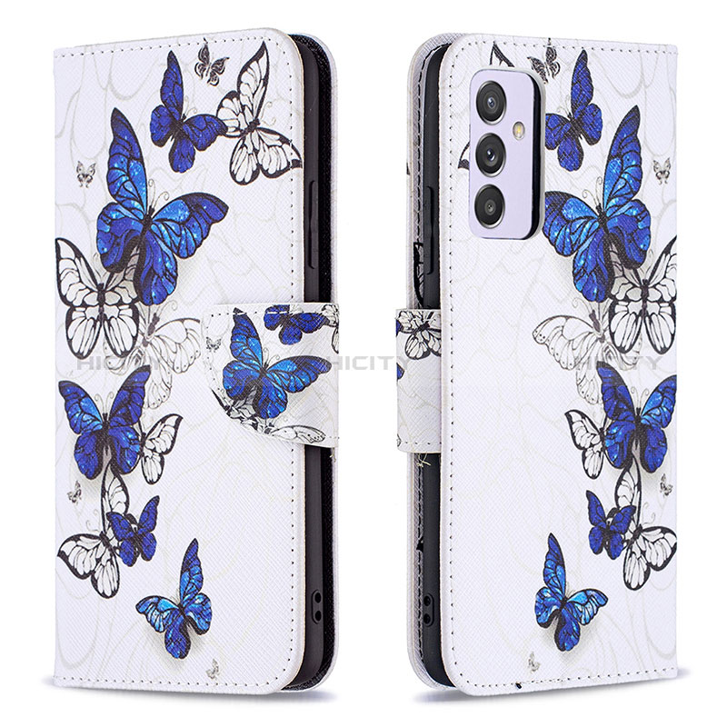 Leather Case Stands Fashionable Pattern Flip Cover Holder B03F for Samsung Galaxy M34 5G Blue