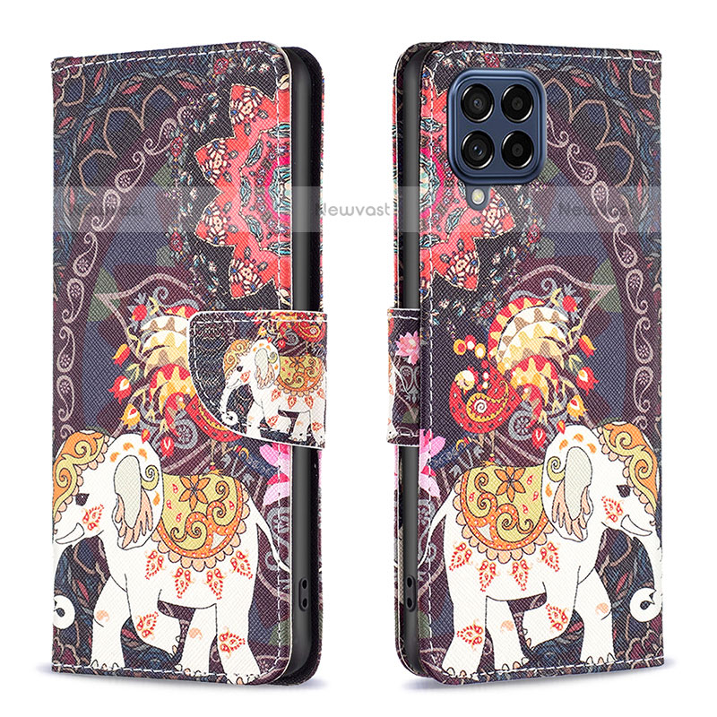 Leather Case Stands Fashionable Pattern Flip Cover Holder B03F for Samsung Galaxy M53 5G