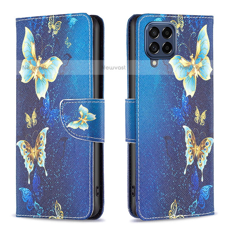 Leather Case Stands Fashionable Pattern Flip Cover Holder B03F for Samsung Galaxy M53 5G