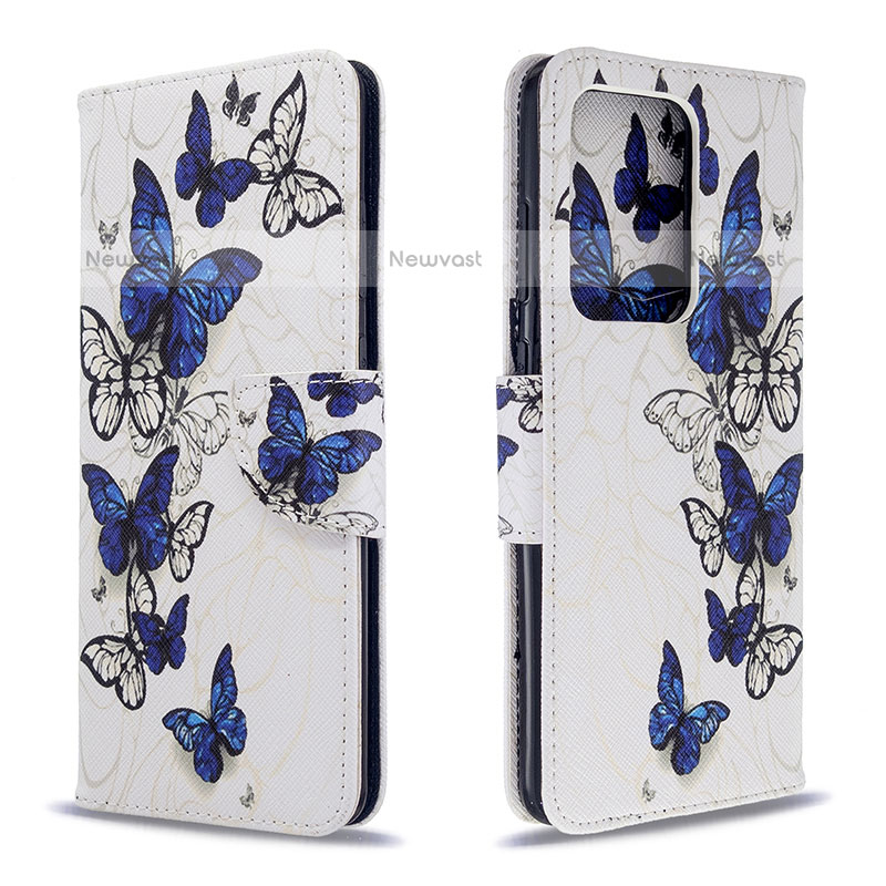 Leather Case Stands Fashionable Pattern Flip Cover Holder B03F for Samsung Galaxy S20 Plus 5G Blue