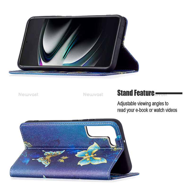 Leather Case Stands Fashionable Pattern Flip Cover Holder B03F for Samsung Galaxy S22 Plus 5G