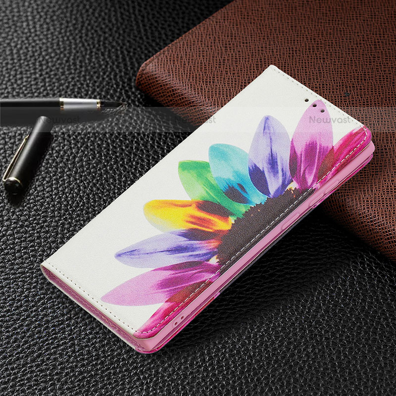 Leather Case Stands Fashionable Pattern Flip Cover Holder B03F for Samsung Galaxy S22 Ultra 5G Colorful