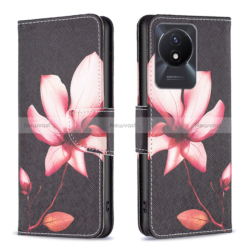 Leather Case Stands Fashionable Pattern Flip Cover Holder B03F for Vivo Y02t