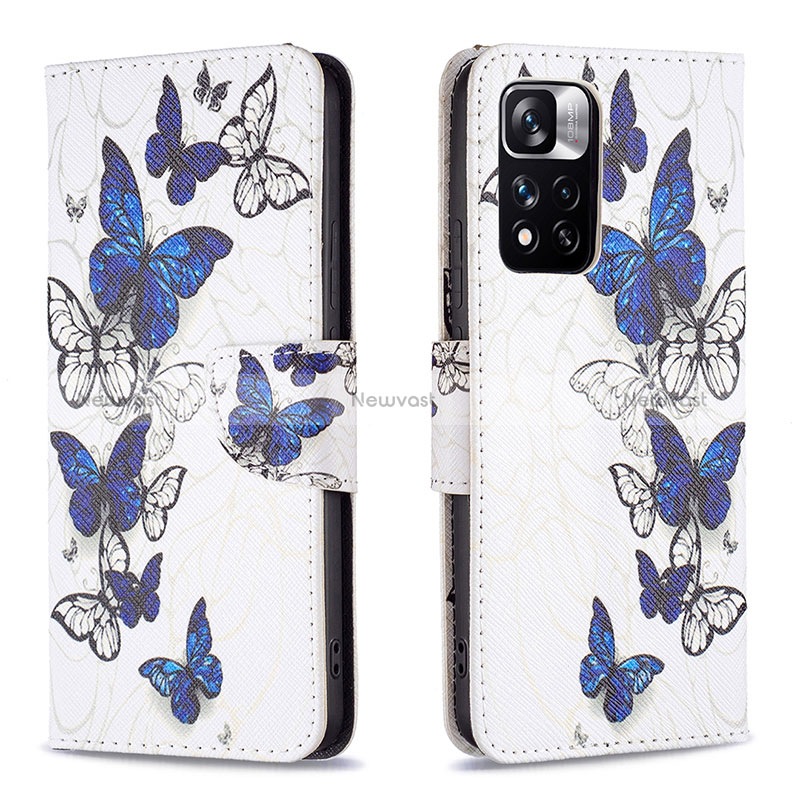 Leather Case Stands Fashionable Pattern Flip Cover Holder B03F for Xiaomi Mi 11i 5G (2022) Blue