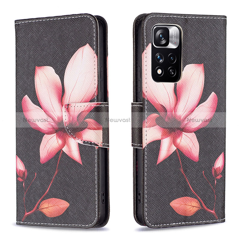 Leather Case Stands Fashionable Pattern Flip Cover Holder B03F for Xiaomi Mi 11i 5G (2022) Red