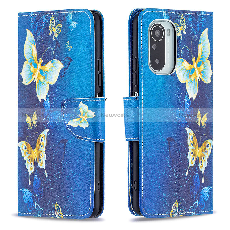 Leather Case Stands Fashionable Pattern Flip Cover Holder B03F for Xiaomi Mi 11i 5G Sky Blue