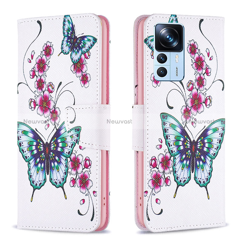 Leather Case Stands Fashionable Pattern Flip Cover Holder B03F for Xiaomi Mi 12T 5G Colorful