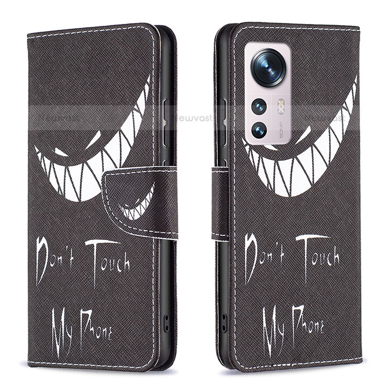 Leather Case Stands Fashionable Pattern Flip Cover Holder B03F for Xiaomi Mi 12X 5G Dark Gray