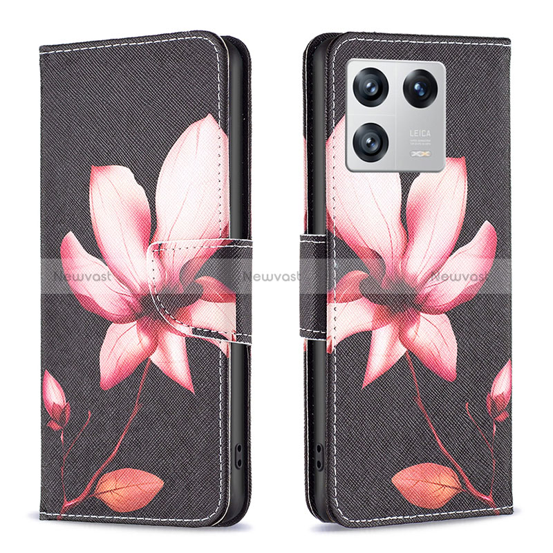 Leather Case Stands Fashionable Pattern Flip Cover Holder B03F for Xiaomi Mi 13 5G Red