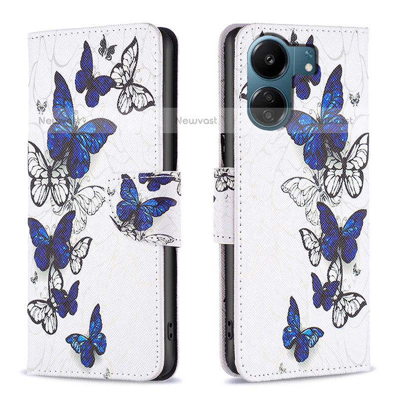 Leather Case Stands Fashionable Pattern Flip Cover Holder B03F for Xiaomi Poco C65