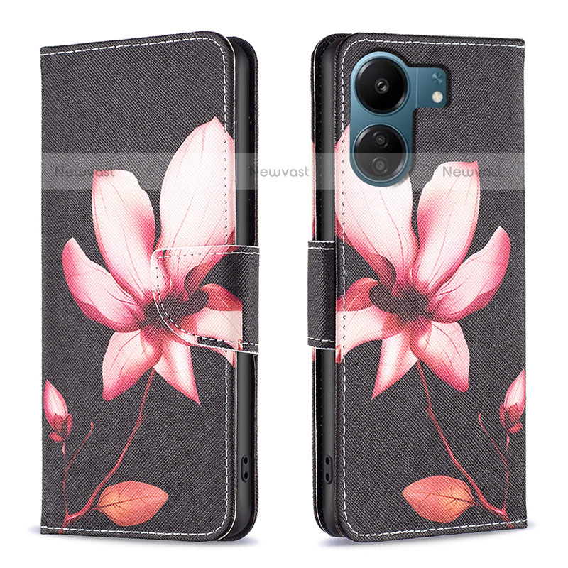 Leather Case Stands Fashionable Pattern Flip Cover Holder B03F for Xiaomi Poco C65