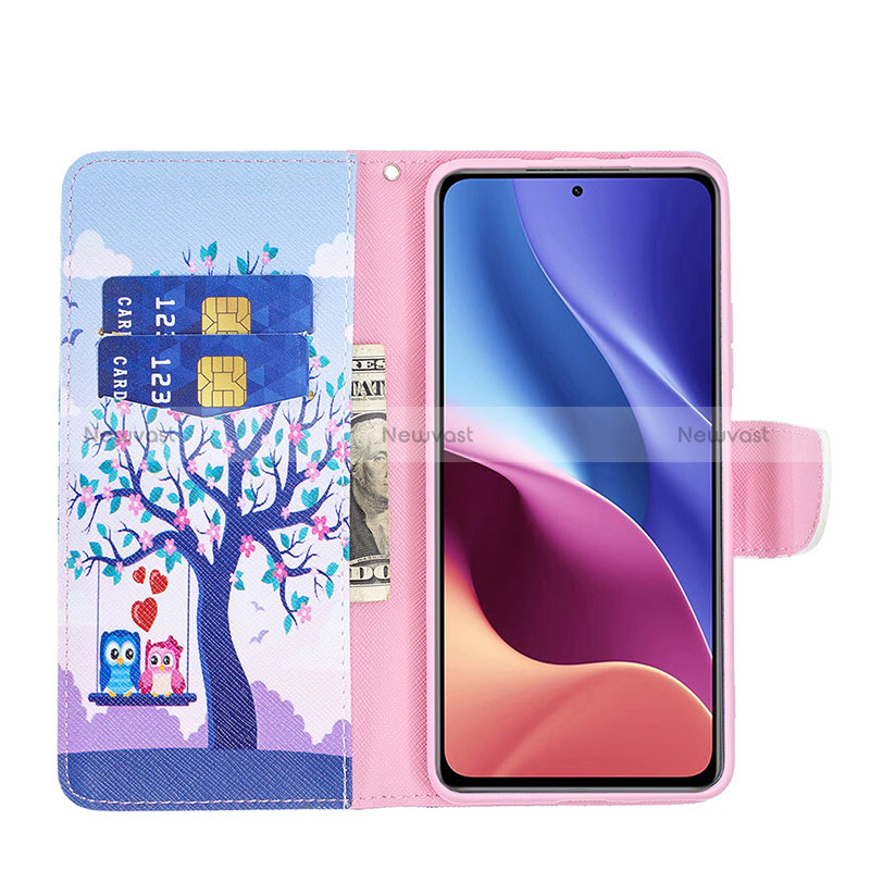 Leather Case Stands Fashionable Pattern Flip Cover Holder B03F for Xiaomi Poco F3 5G