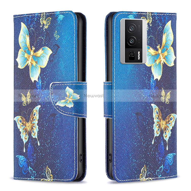 Leather Case Stands Fashionable Pattern Flip Cover Holder B03F for Xiaomi Poco F5 Pro 5G Sky Blue