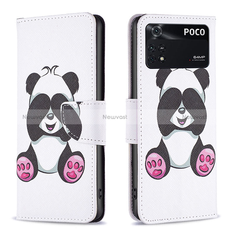 Leather Case Stands Fashionable Pattern Flip Cover Holder B03F for Xiaomi Poco M4 Pro 4G