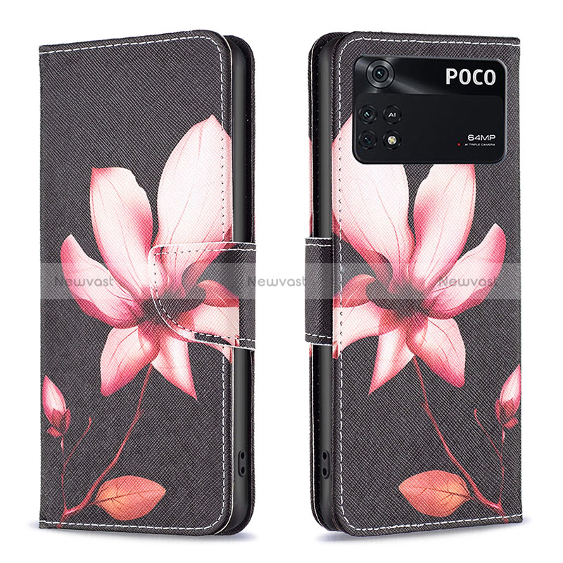 Leather Case Stands Fashionable Pattern Flip Cover Holder B03F for Xiaomi Poco M4 Pro 4G