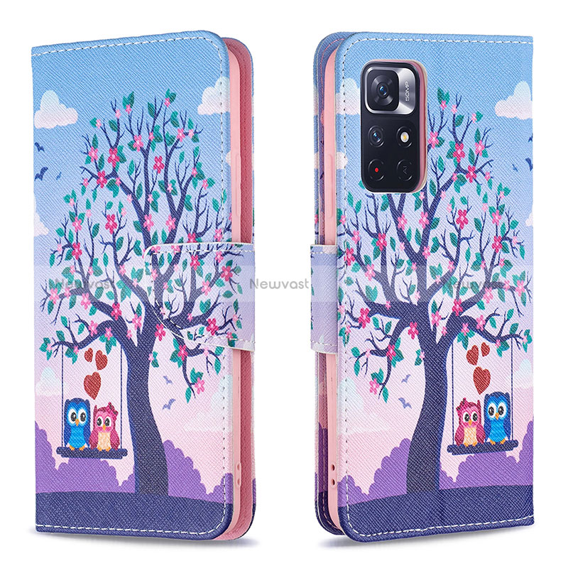 Leather Case Stands Fashionable Pattern Flip Cover Holder B03F for Xiaomi Poco M4 Pro 5G