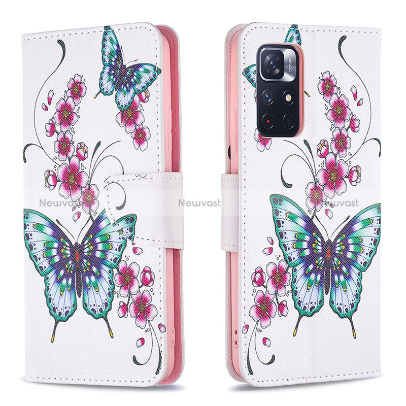 Leather Case Stands Fashionable Pattern Flip Cover Holder B03F for Xiaomi Poco M4 Pro 5G Colorful