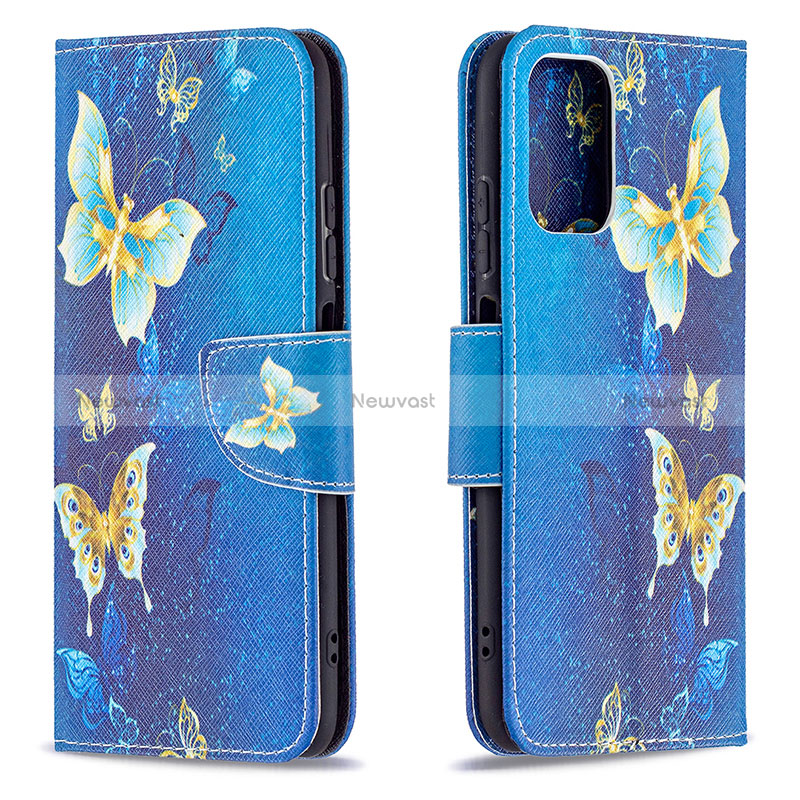 Leather Case Stands Fashionable Pattern Flip Cover Holder B03F for Xiaomi Poco M5S Sky Blue