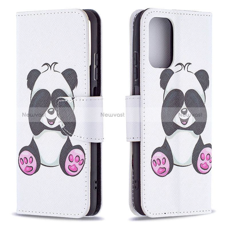 Leather Case Stands Fashionable Pattern Flip Cover Holder B03F for Xiaomi Poco M5S White