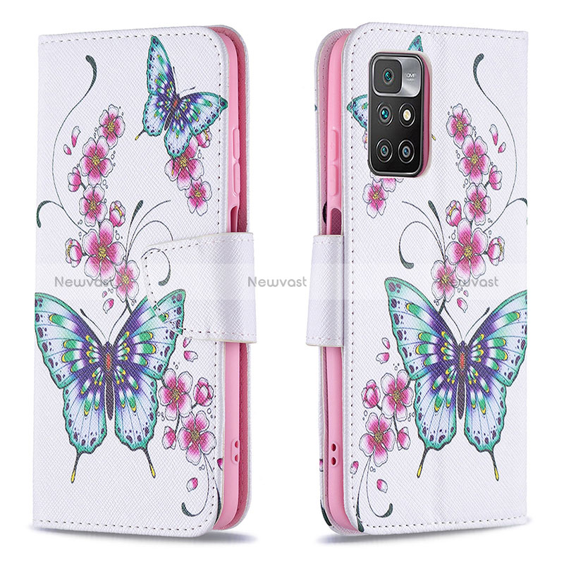 Leather Case Stands Fashionable Pattern Flip Cover Holder B03F for Xiaomi Redmi 10 4G