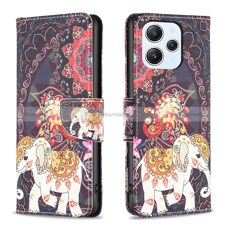 Leather Case Stands Fashionable Pattern Flip Cover Holder B03F for Xiaomi Redmi 12 4G