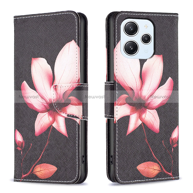 Leather Case Stands Fashionable Pattern Flip Cover Holder B03F for Xiaomi Redmi 12 4G