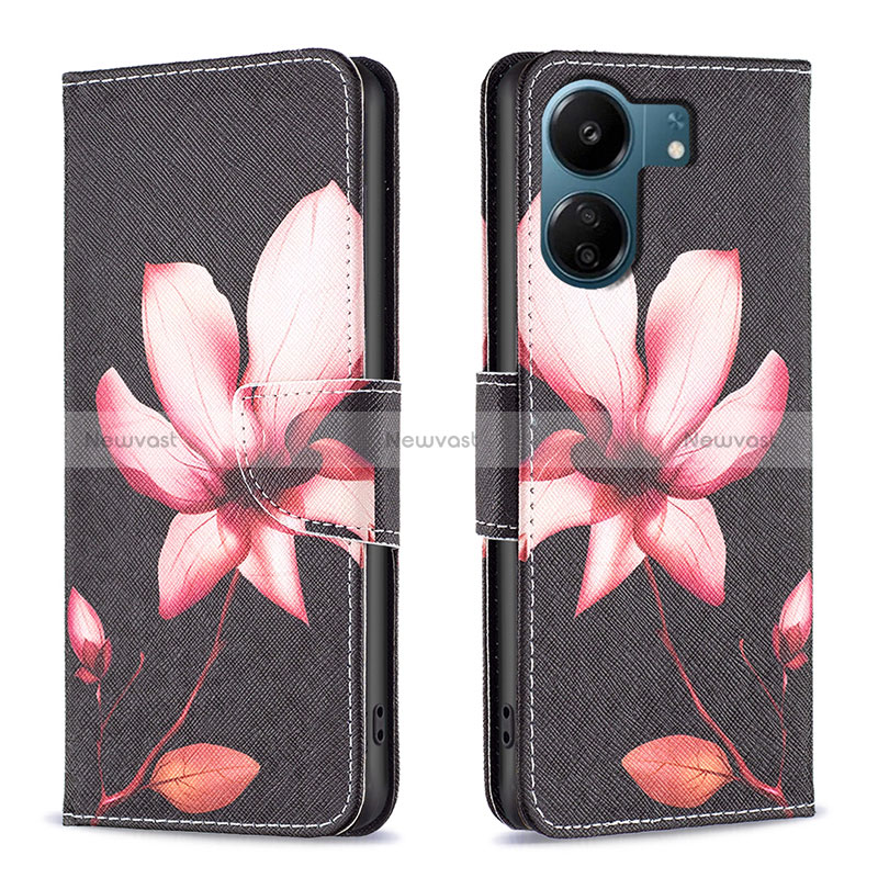 Leather Case Stands Fashionable Pattern Flip Cover Holder B03F for Xiaomi Redmi 13C