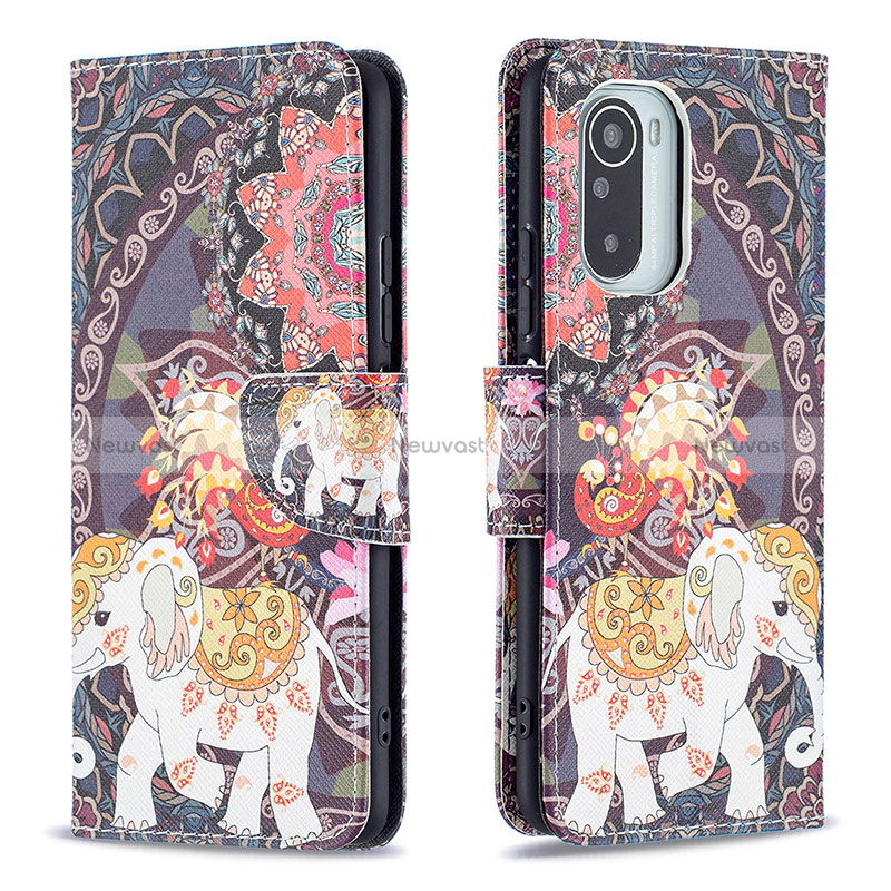 Leather Case Stands Fashionable Pattern Flip Cover Holder B03F for Xiaomi Redmi K40 Pro 5G