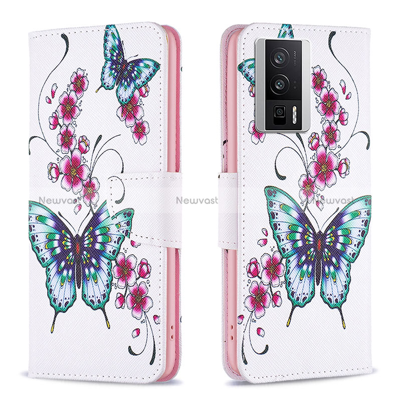 Leather Case Stands Fashionable Pattern Flip Cover Holder B03F for Xiaomi Redmi K60 Pro 5G Colorful