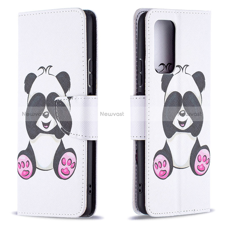 Leather Case Stands Fashionable Pattern Flip Cover Holder B03F for Xiaomi Redmi Note 10 Pro 4G White