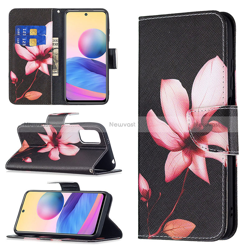 Leather Case Stands Fashionable Pattern Flip Cover Holder B03F for Xiaomi Redmi Note 10T 5G