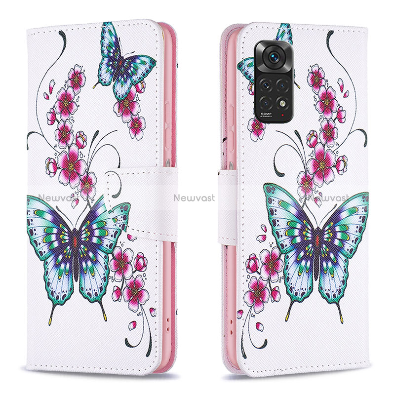 Leather Case Stands Fashionable Pattern Flip Cover Holder B03F for Xiaomi Redmi Note 11 4G (2022) Colorful