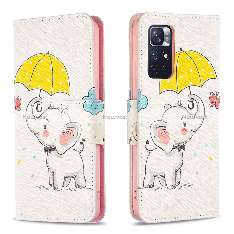 Leather Case Stands Fashionable Pattern Flip Cover Holder B03F for Xiaomi Redmi Note 11 5G