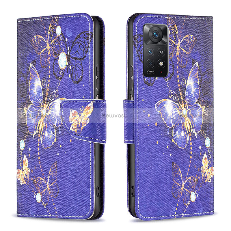 Leather Case Stands Fashionable Pattern Flip Cover Holder B03F for Xiaomi Redmi Note 11 Pro 4G