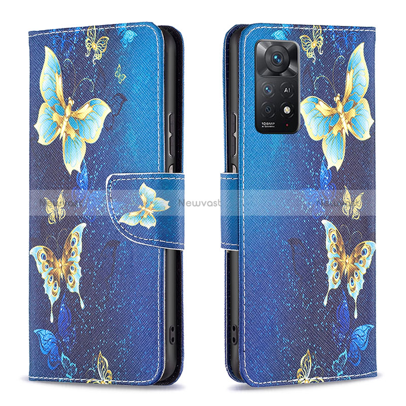 Leather Case Stands Fashionable Pattern Flip Cover Holder B03F for Xiaomi Redmi Note 11 Pro 4G Sky Blue