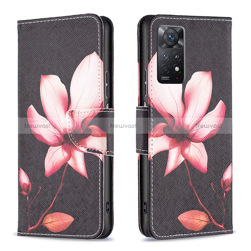 Leather Case Stands Fashionable Pattern Flip Cover Holder B03F for Xiaomi Redmi Note 11 Pro 5G Red