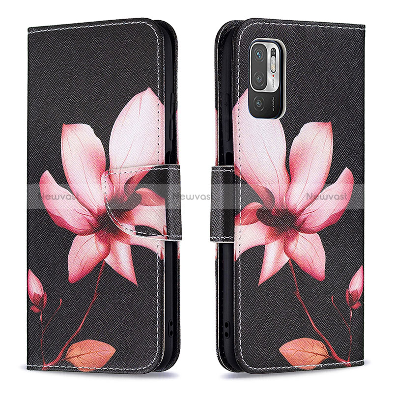 Leather Case Stands Fashionable Pattern Flip Cover Holder B03F for Xiaomi Redmi Note 11 SE 5G Red