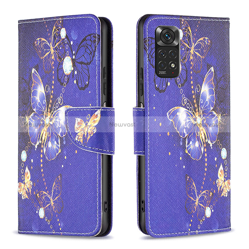 Leather Case Stands Fashionable Pattern Flip Cover Holder B03F for Xiaomi Redmi Note 11S 4G