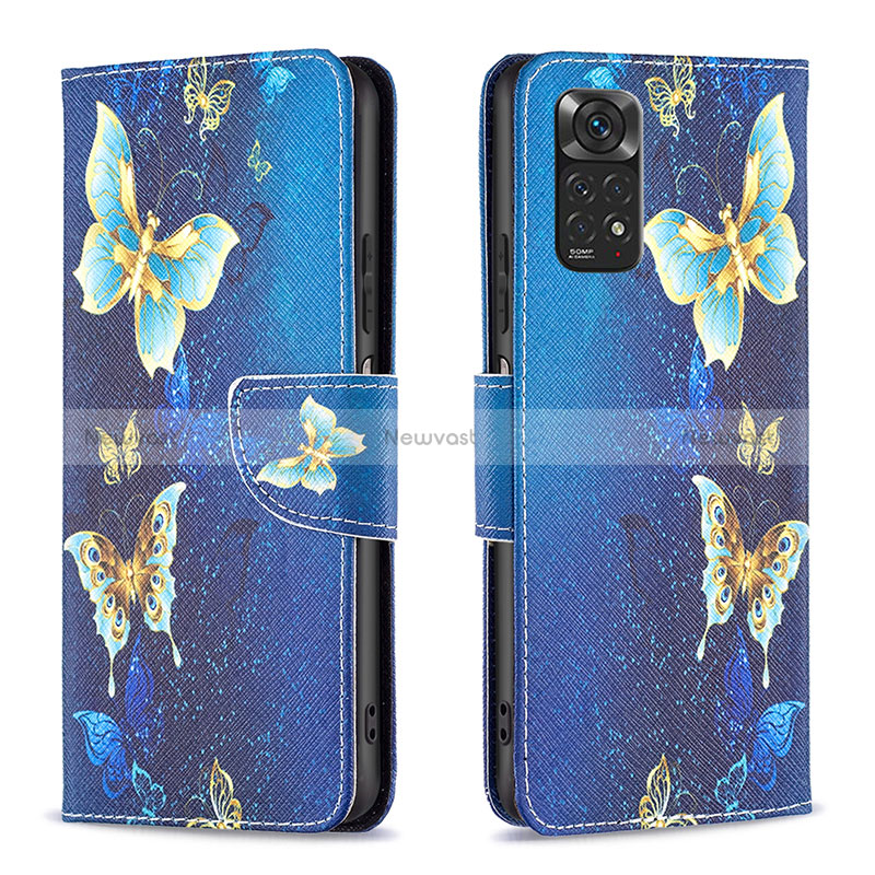 Leather Case Stands Fashionable Pattern Flip Cover Holder B03F for Xiaomi Redmi Note 11S 4G Sky Blue