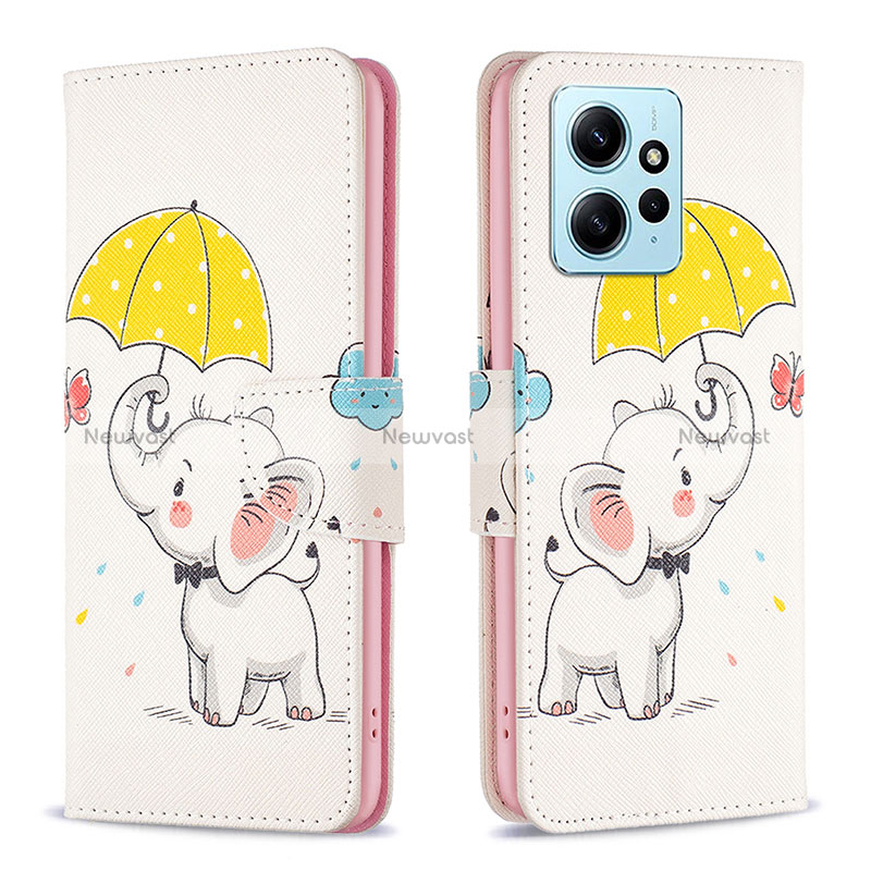 Leather Case Stands Fashionable Pattern Flip Cover Holder B03F for Xiaomi Redmi Note 12 4G